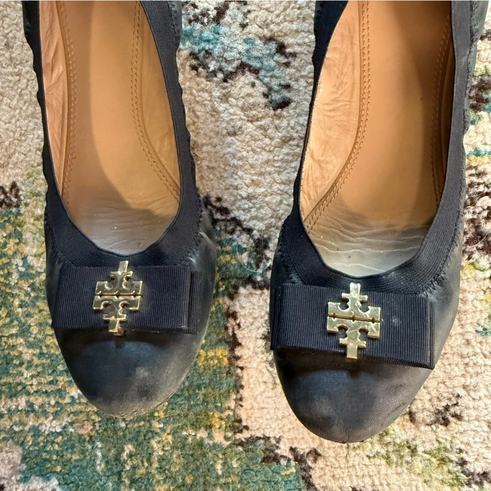 Tory Burch Black leather Ballet Flats